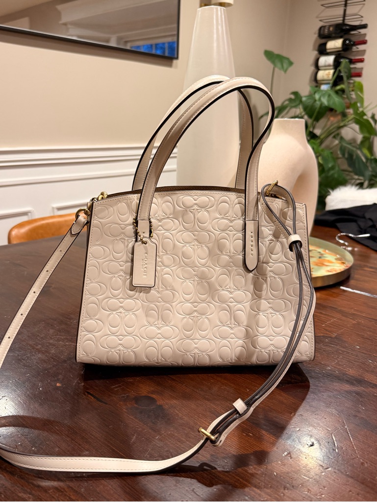 Coach Chalk Embossed Signature Satchel With Crossbody Strap